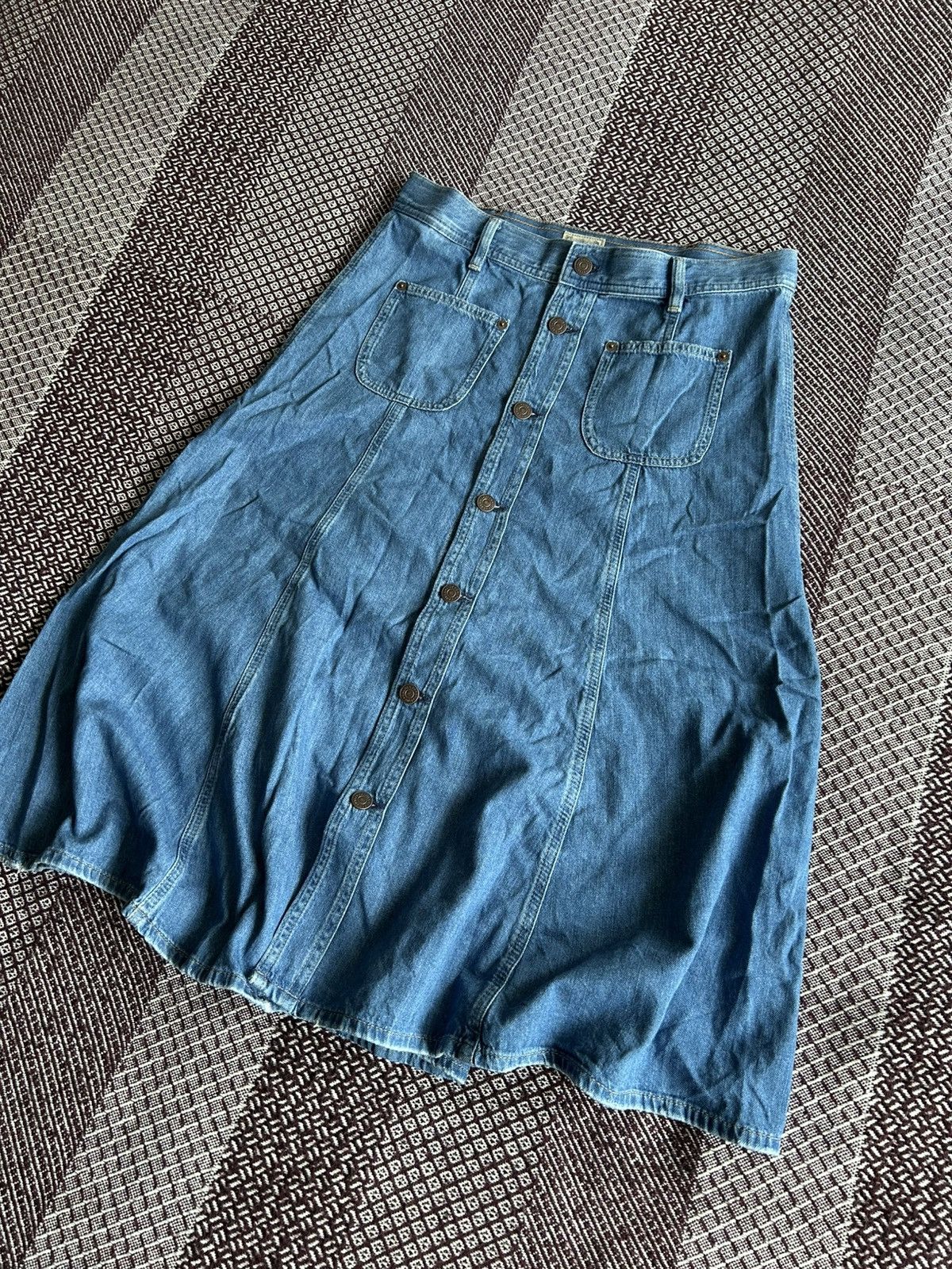 Japanese Brand × Polo Ralph Lauren Polo Ralph Lauren Denim Midi Skirt Streetwear Japanese Style Size 26" / US 2 / IT 38 - 2 Thumbnail