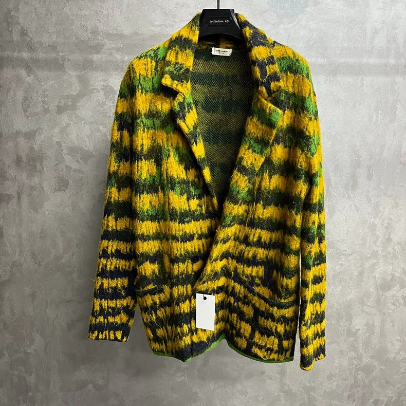 Yves Saint Laurent SAINT LAURENT Yellow and green mohair fur jacket 2502-Nexta Size US M / EU 48-50 / 2 - 1 Thumbnail