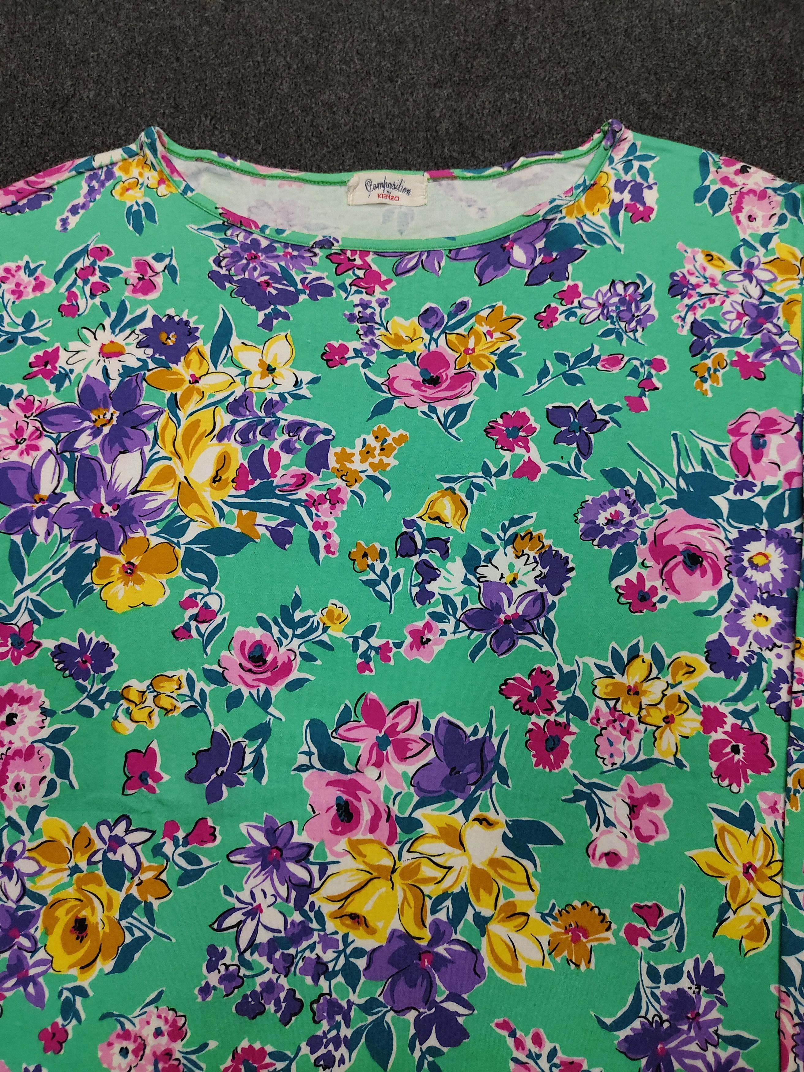 Kenzo 90s Kenzo Composition Flowers Graphic Long Sleeve Size M / US 6-8 / IT 42-44 - 5 Thumbnail