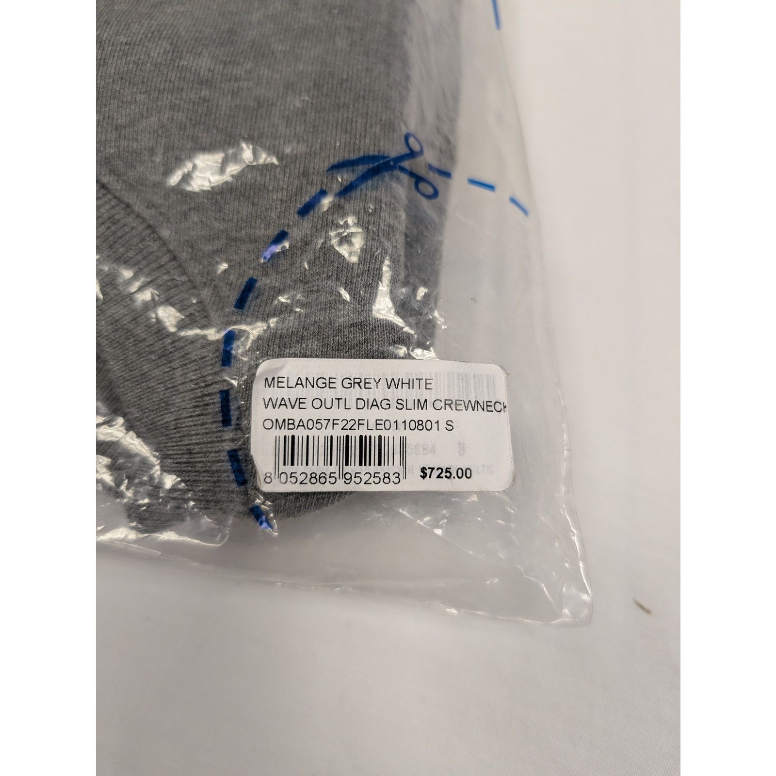 Off-White o1rshd1 Wave outl Diag Slim Crewneck sweatshirt Melange Grey Size US S / EU 44-46 / 1 - 15 Thumbnail