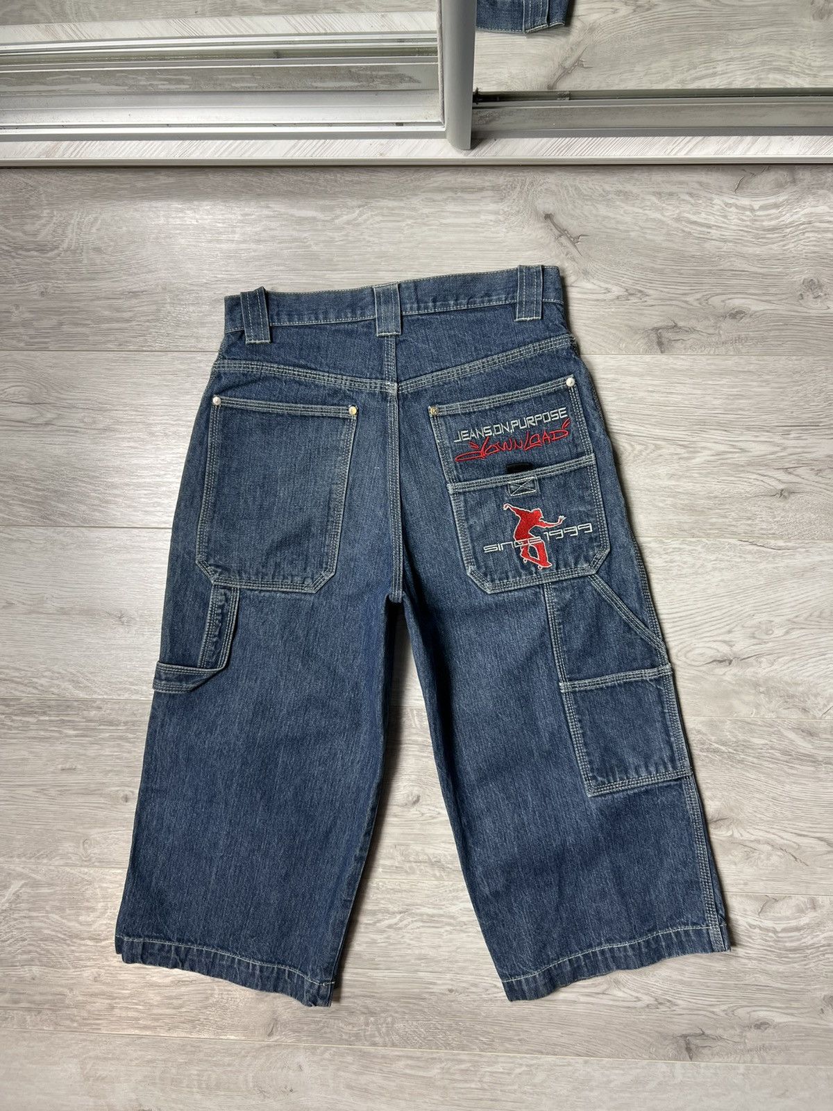 Japanese Brand × Rap Tees × Vintage Vintage Download Long Denim Shorts With Logo Carpenter Jeans Size US 28 / EU 44 - 1 Thumbnail