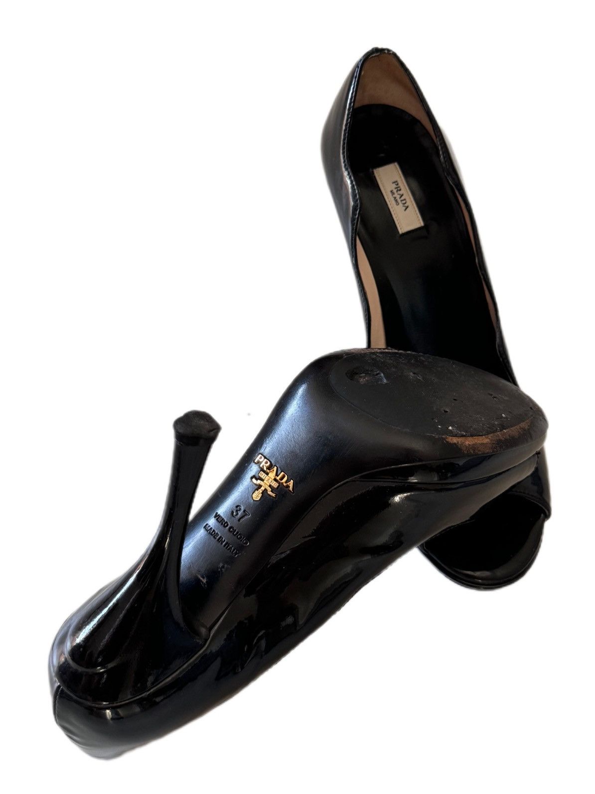 Prada PRADA Patent open toe shoes Size US 7 / IT 37 - 8 Thumbnail