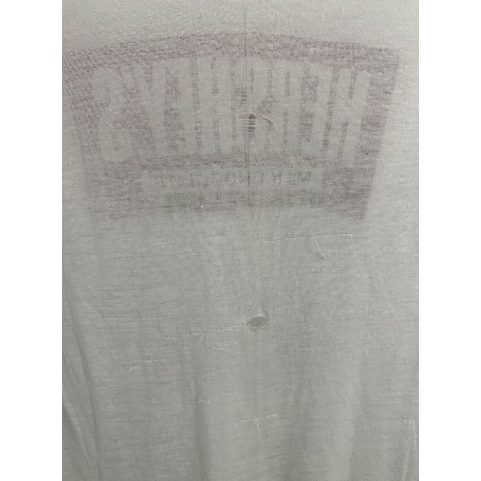 CHOCOOLATE VTG 80s Hershey's Milk Chocolate Super Paper Thin Burnout Worn T-Shirt L White Mens Size US L / EU 52-54 / 3 - 6 Thumbnail