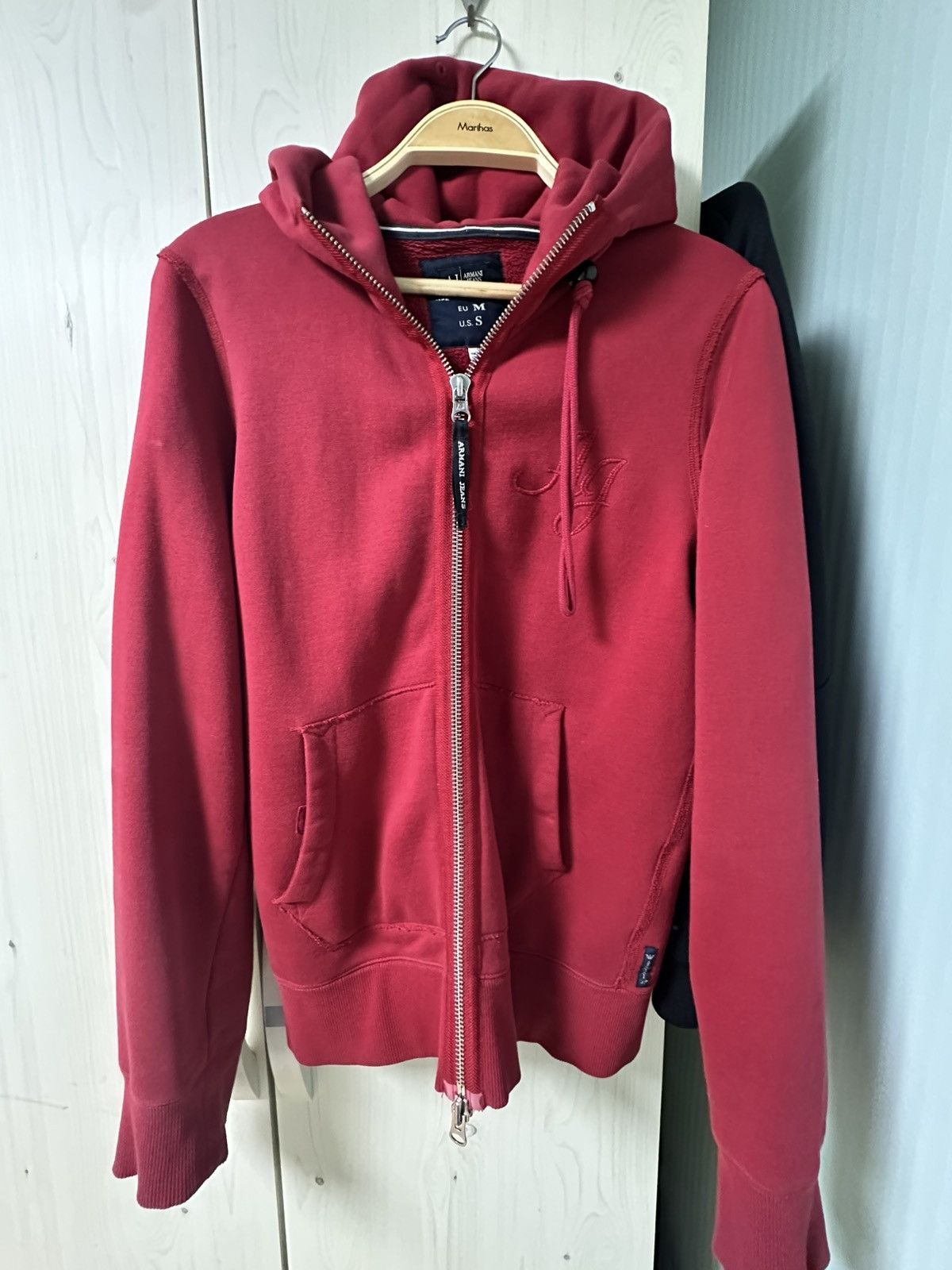 Armani AJ Armani Jeans Red Zip Hoodie Size US M / EU 48-50 / 2 - 1 Thumbnail