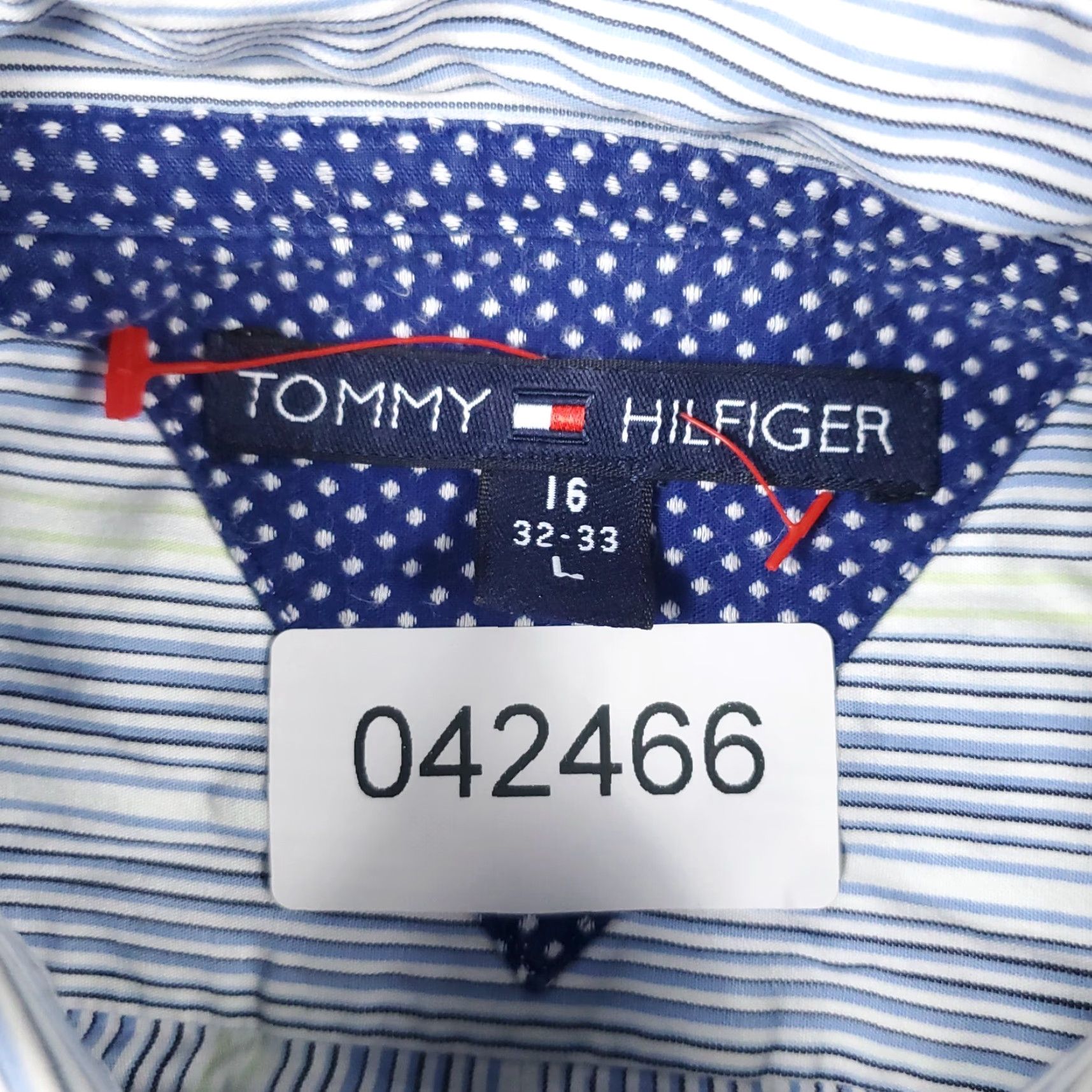 Tommy Hilfiger Tommy Hilfiger Dress Shirt Mens 16 Blue Striped Long Sleeve Button-Up Size 42R - 6 Thumbnail