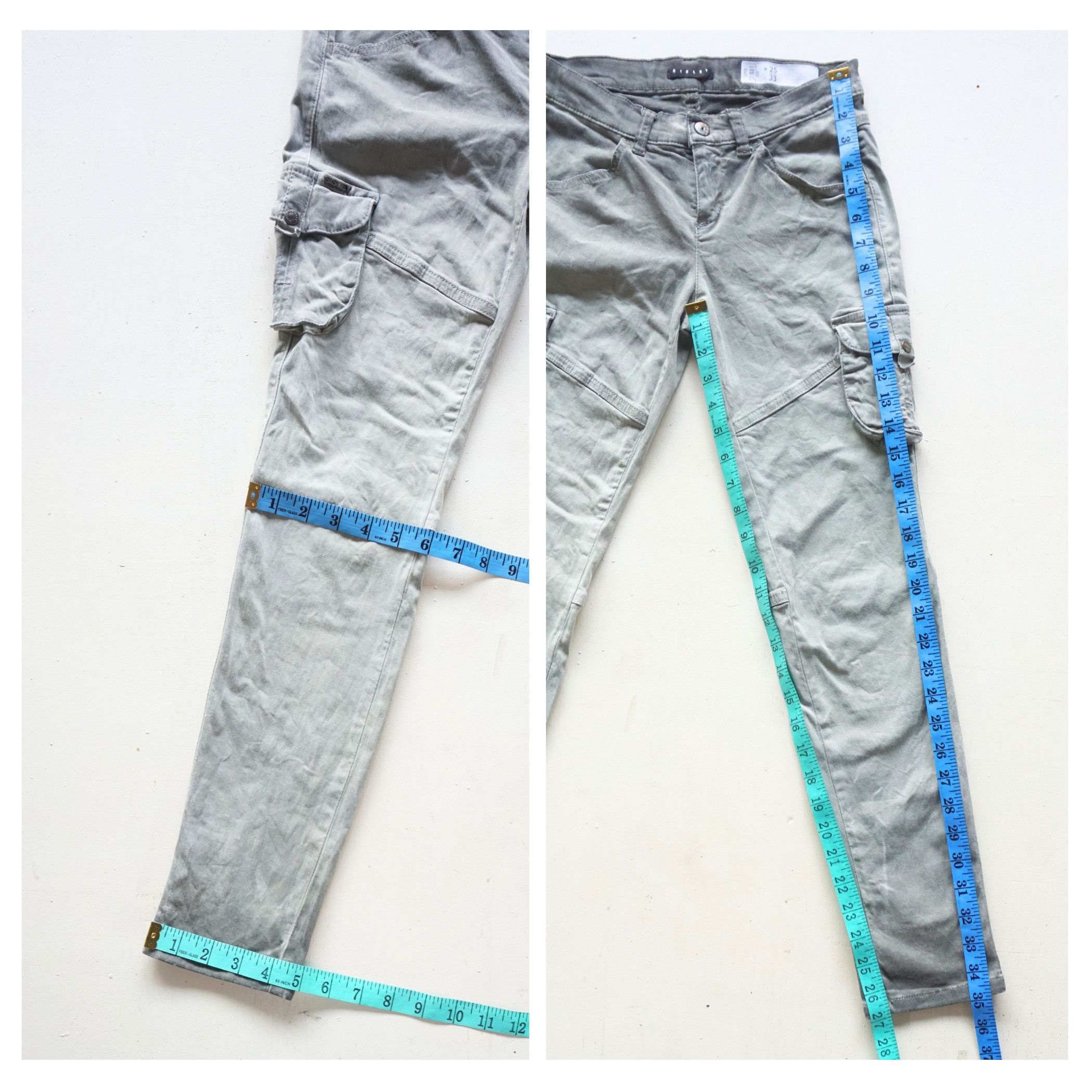 Benetton SISLEY Skinny Fit Oil-Stained Look Low-Rise Cargo Jeans Size 24" / US 00 / IT 34 - 11 Thumbnail