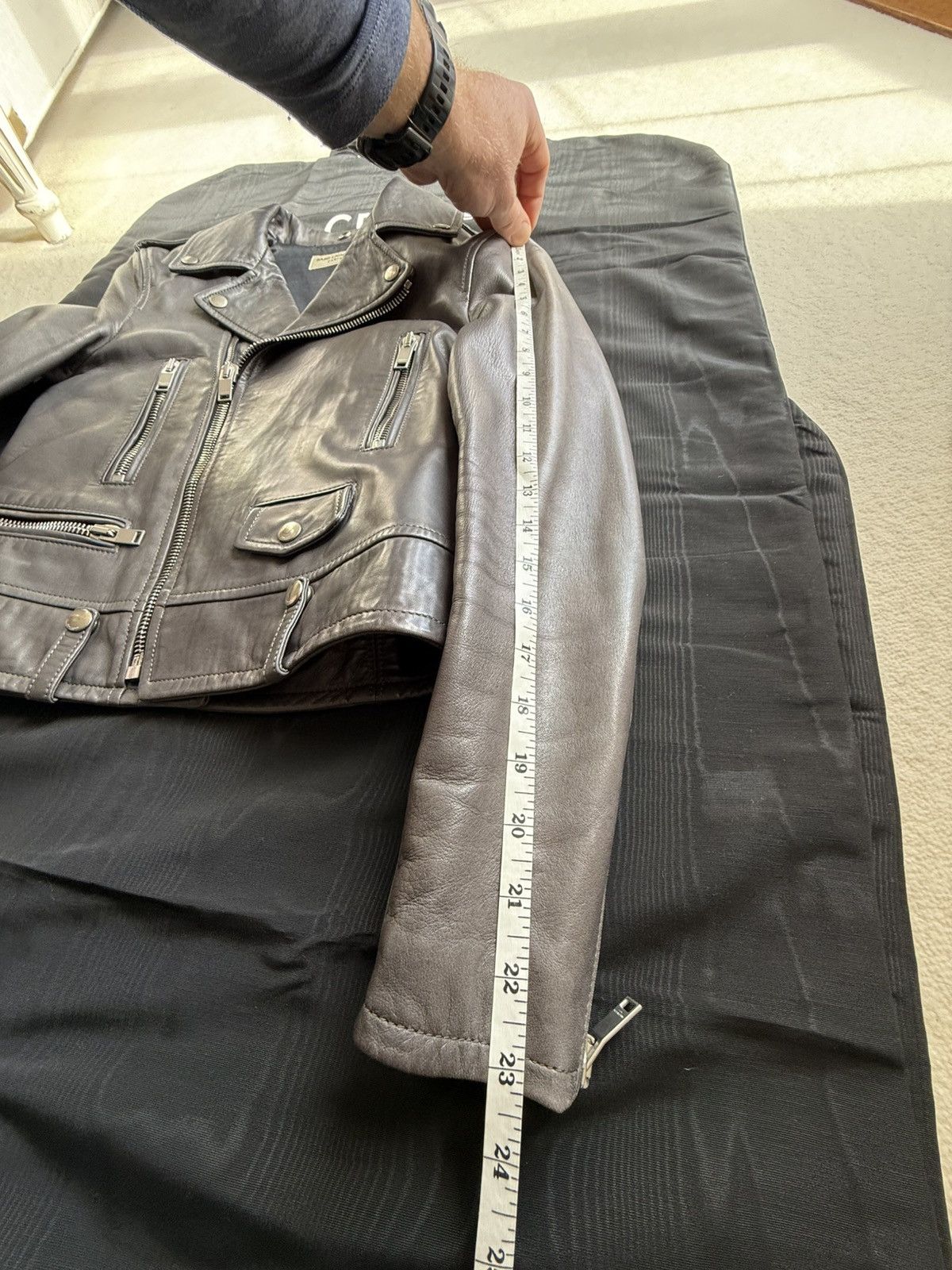 Saint Laurent Paris SS15 Saint Laurent L01 gray biker leather jacket Hedi FR38 Size S / US 4 / IT 40 - 5 Thumbnail
