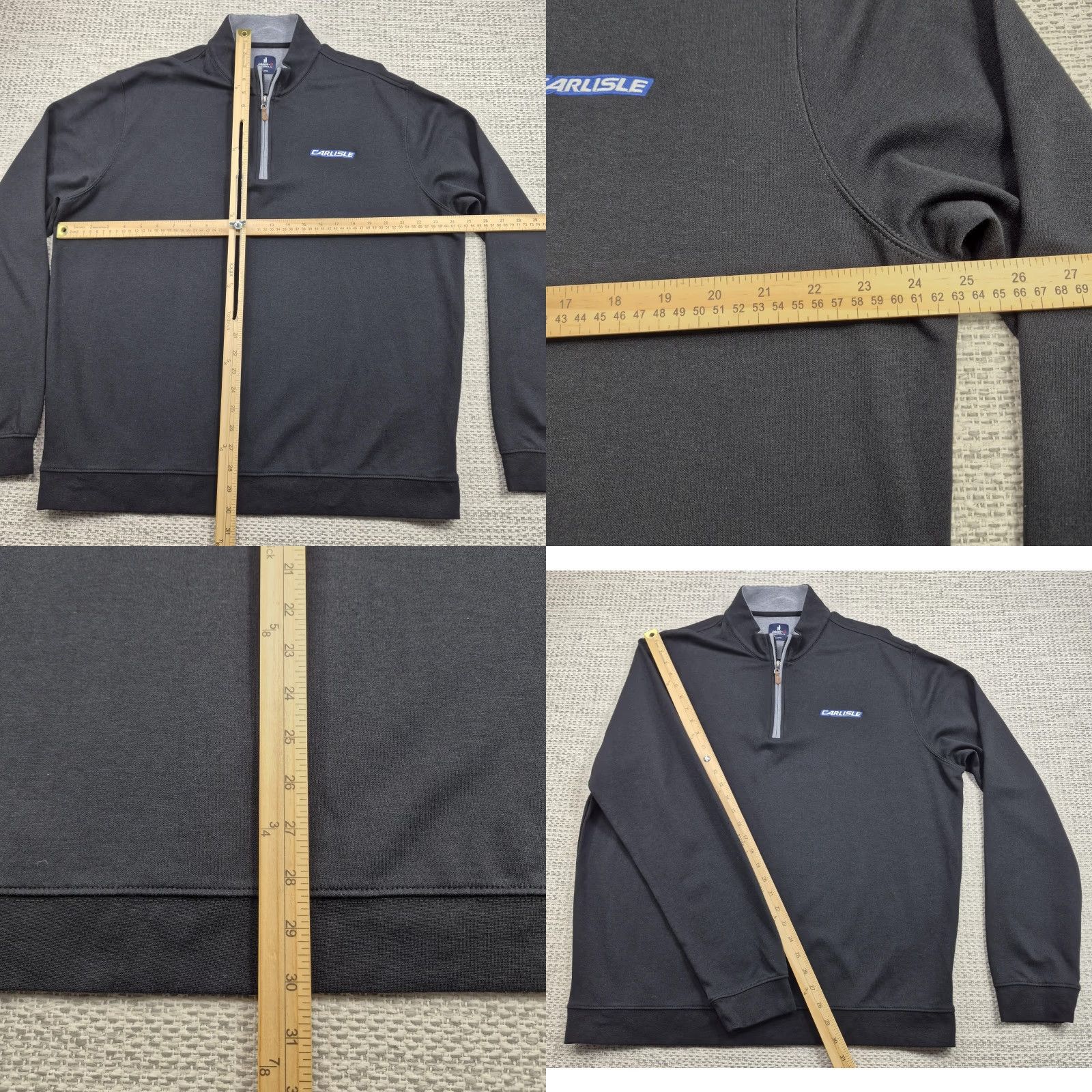 johnnie-O johnnie-O Pullover Mens XL Black 1/4 Zip Mock Neck Logo Sweatshirt Size US XL / EU 56 / 4 - 8 Thumbnail