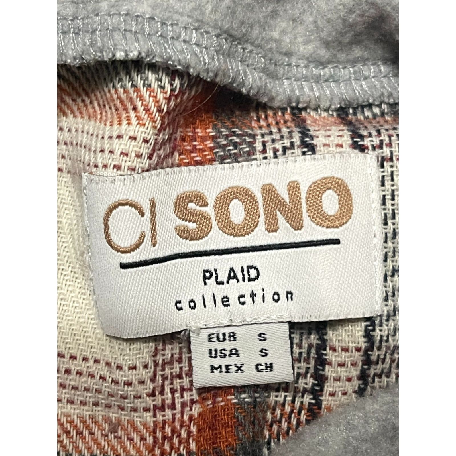 Vintage CI SONO Full Zip Hoodie Women's Size Small Orange White Gray Plaid Full Zip Size S / US 4 / IT 40 - 7 Thumbnail