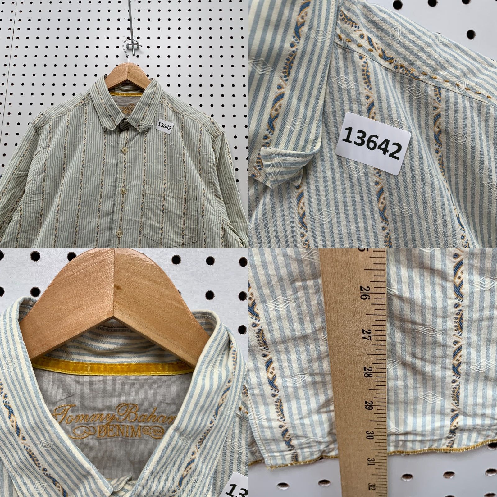 Tommy Bahama Tommy Bahama Button-Up Shirt Gray Long Sleeve Western Large 23.5x31 Mens Regular (L) Cotton Knit Button-Down Collared Plaid Pattern Size US L / EU 52-54 / 3 - 8 Thumbnail