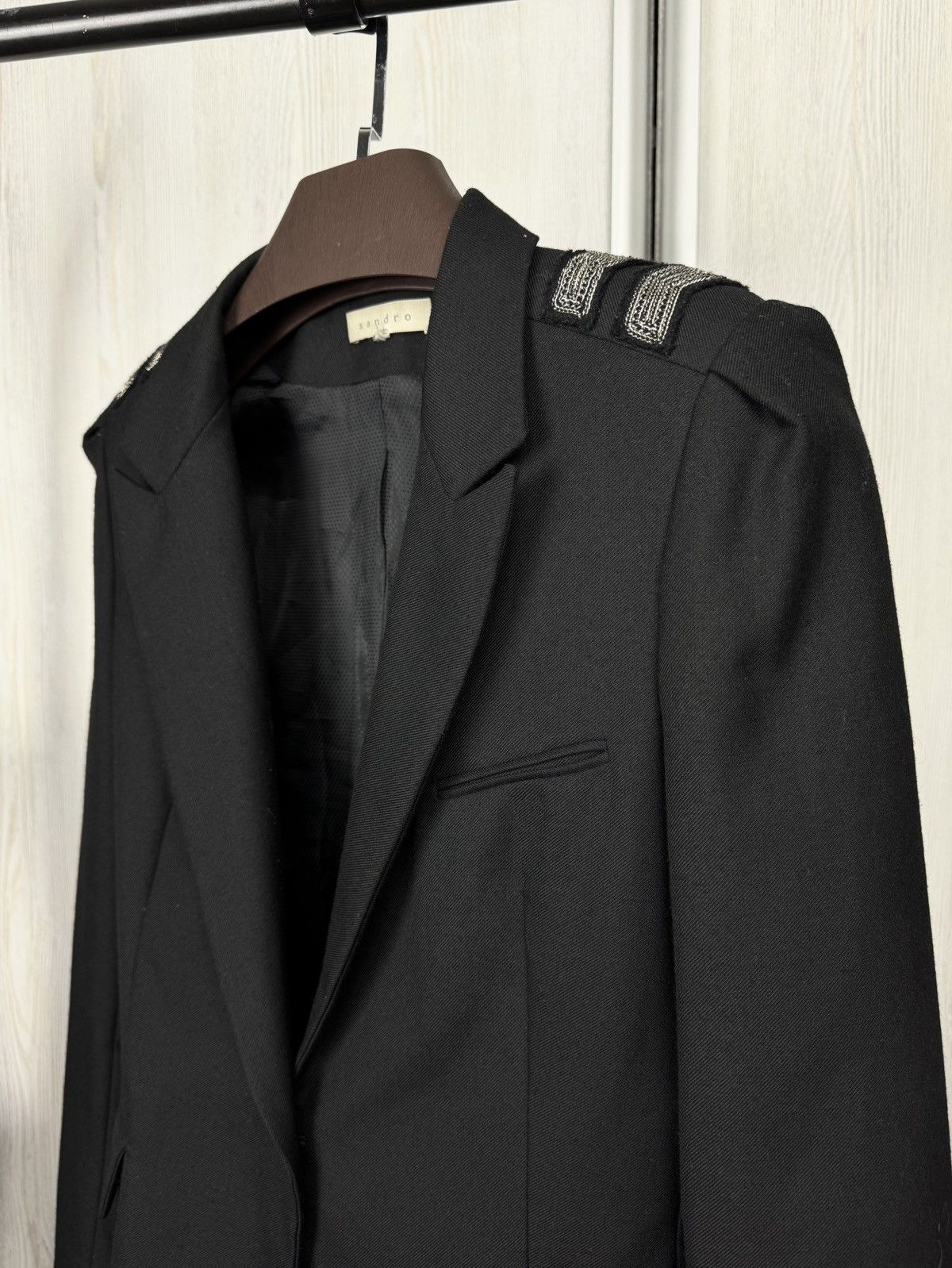 Sandro Sandro Paris black wool blend 1 button blazer Size M / US 6-8 / IT 42-44 - 5 Thumbnail