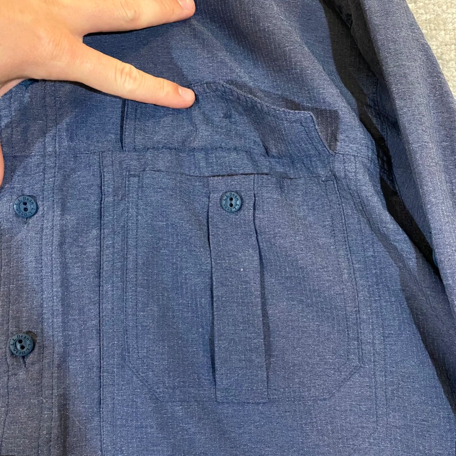 Vintage L.L. Bean Shirt Mens 2XLT Tall Blue Button Up Hiking Trail Outdoor Roll Tab Nylon Size US XXL / EU 58 / 5 - 4 Thumbnail