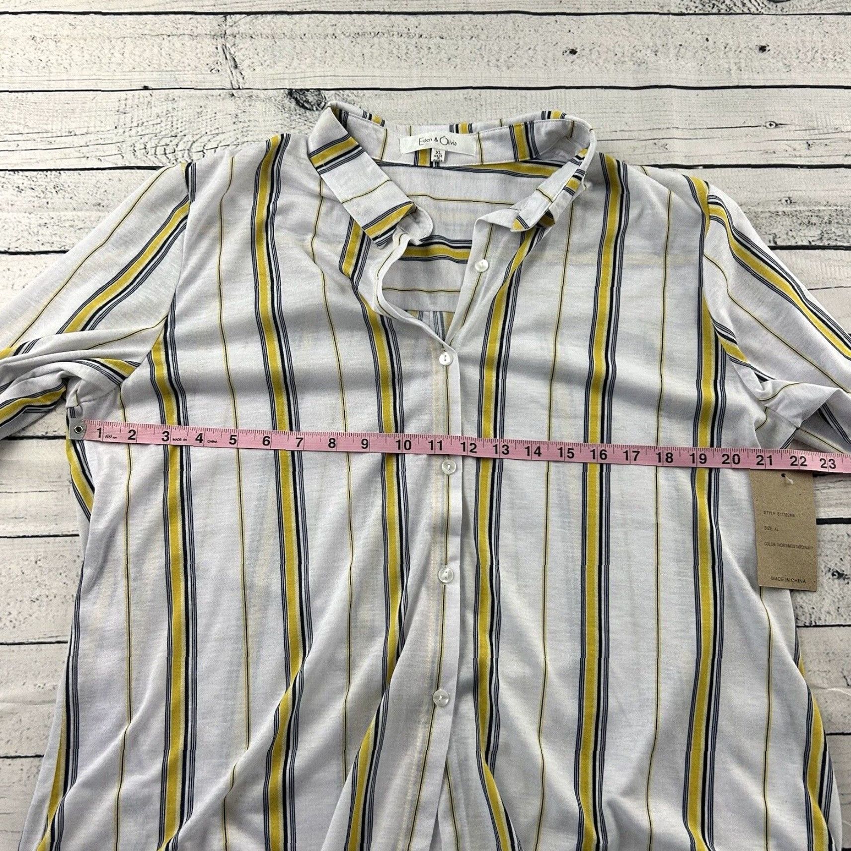 Vintage Eden & Olivia Striped Long Sleeve Button-Up Shirt Womens 2XL White Yellow Size XXL / US 16-18 / IT 52-54 - 5 Thumbnail
