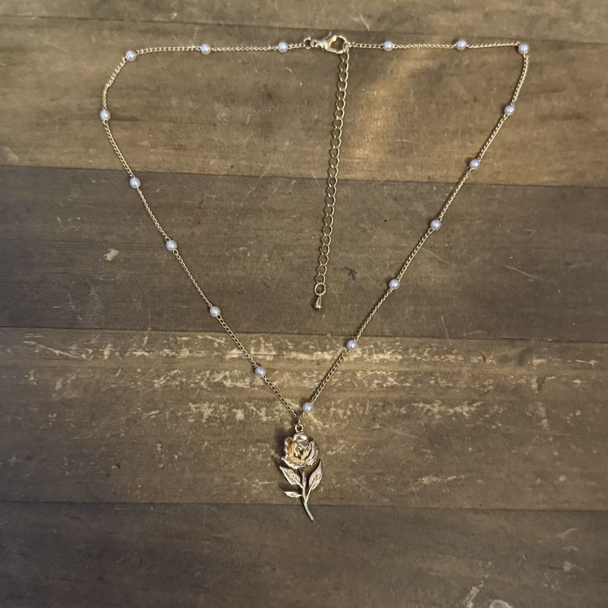 Other Gold tone station pearl rose pendant necklace Size ONE SIZE - 2 Thumbnail