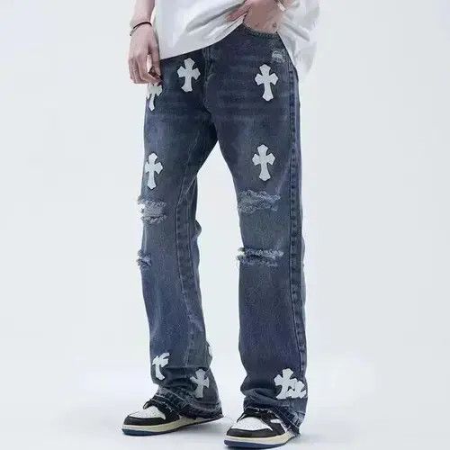 Japanese Brand × Jean High street hip hop cross patch bootcut jeans Size US 32 / EU 48 - 1 Thumbnail