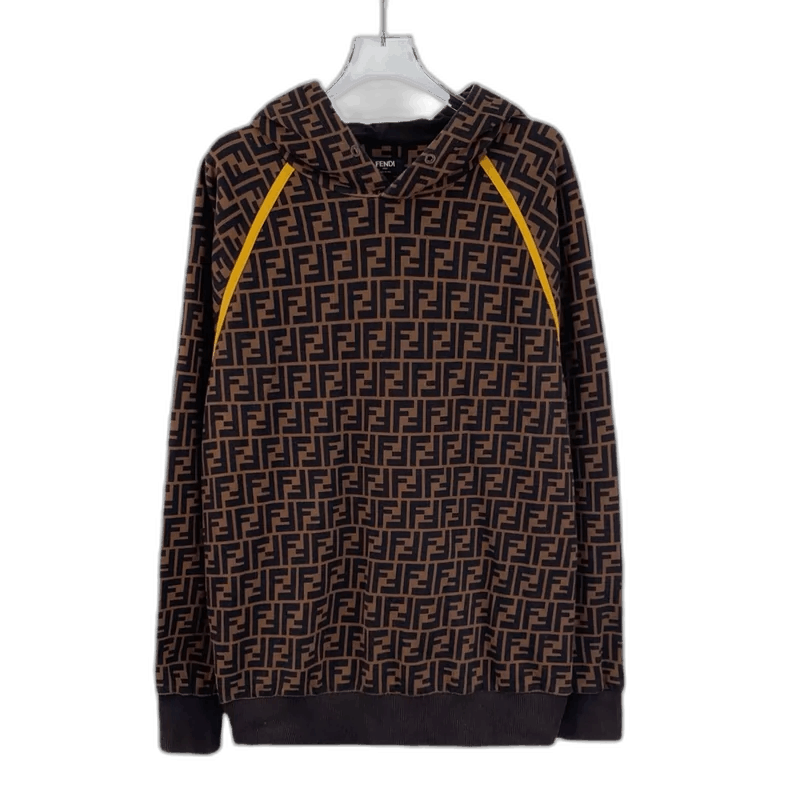 Fendi Fendi Brown Logo Printed Hooded Sweatshirt Size US L / EU 52-54 / 3 - 1 Thumbnail