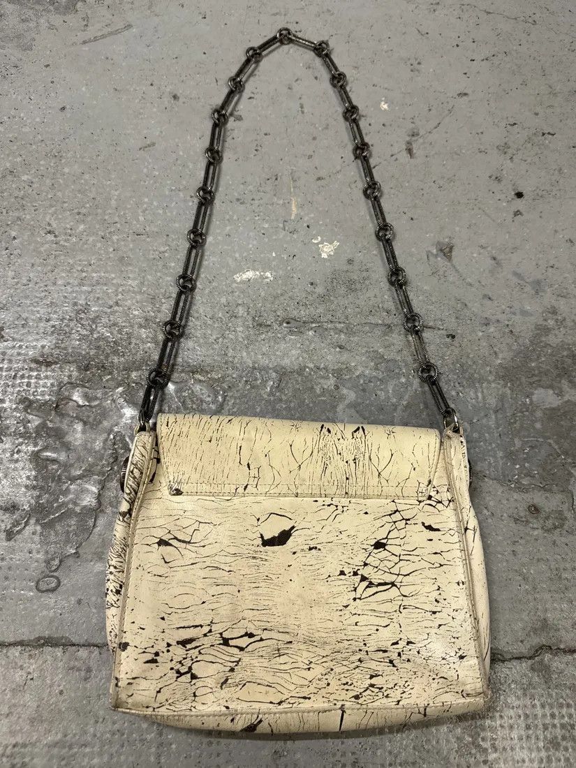 John Galliano × Vintage SS2009 Galliano Creamy Artisanal Eroded Effect Metallic Shoulder Bag Size ONE SIZE - 2 Thumbnail