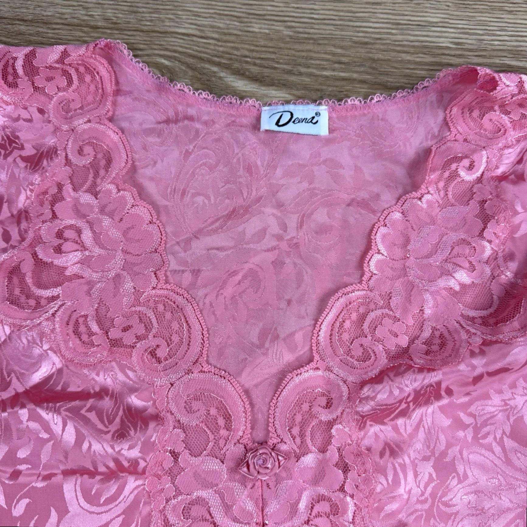 Vintage VINTAGE Deena 90s Pink Satin Pajama Top & Shorts Set Womens Sz S - Lingerie Sleepwear Pajamas Size S / US 4 / IT 40 - 2 Thumbnail