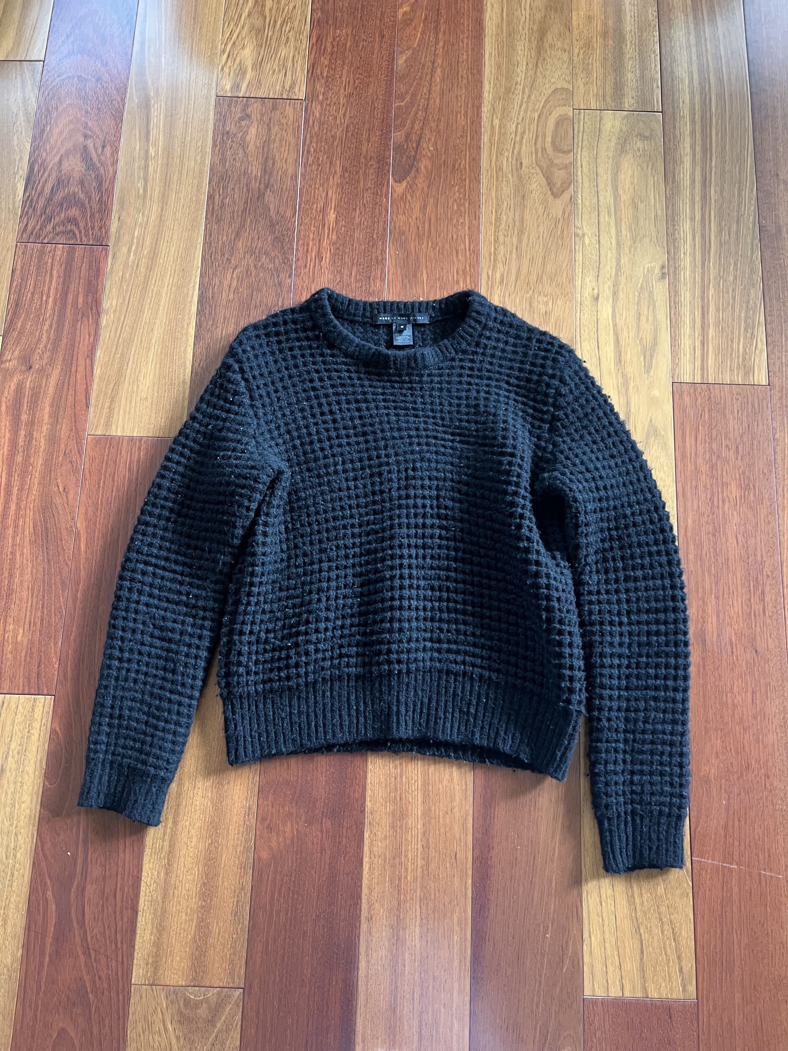image of Marc By Marc Jacobs x Marc Jacobs Vintage Marc Jacobs Waffle Knit Wool Sweater in Black (Size Mediu
