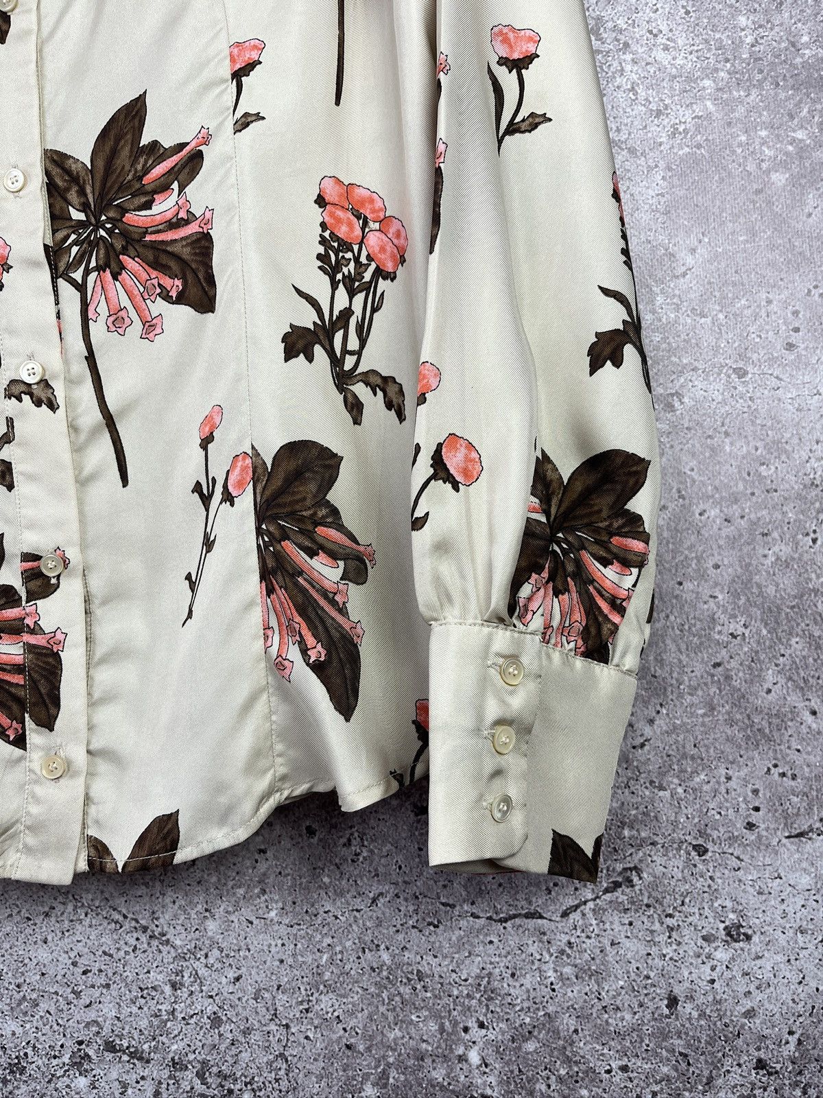 Prada Prada Milano Floral Silk Shirt Beige Size XL / US 12-14 / IT 48-50 - 4 Thumbnail