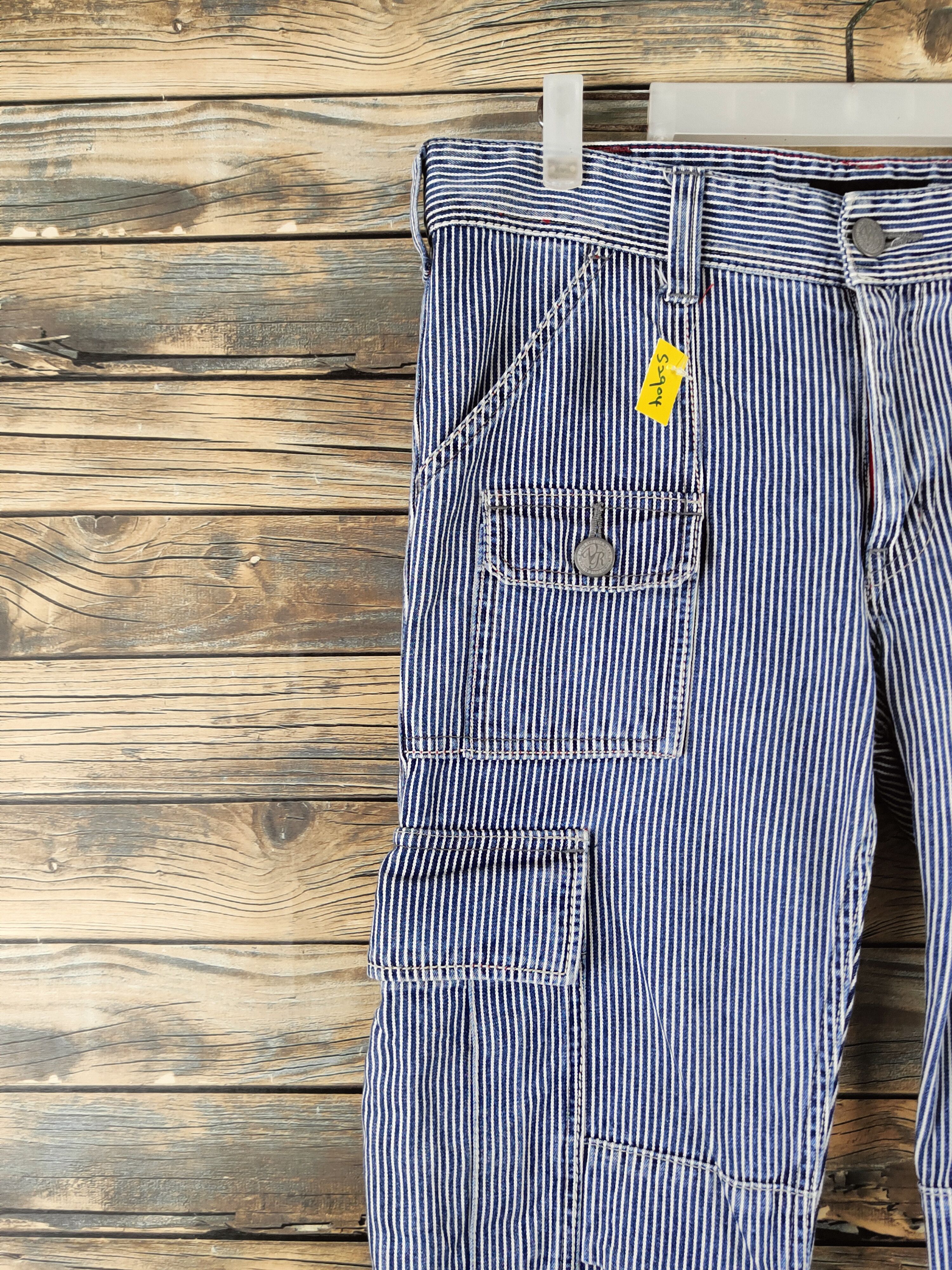 Japanese Brand DL Varosh Blue White Multipocket Cargo Pants #S2904 Size US 33 - 3 Thumbnail