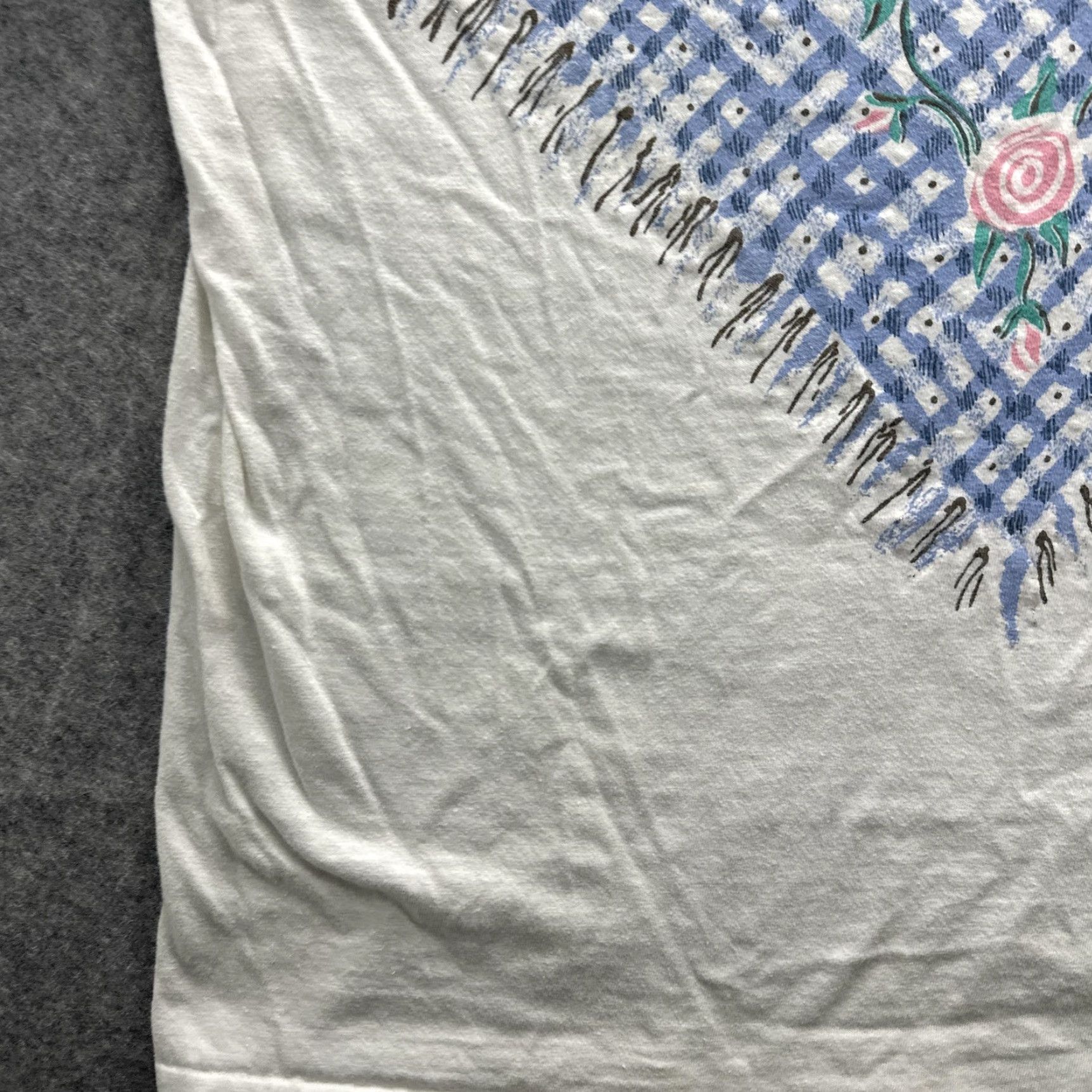 Vintage VINTAGE Knitpicks Shirt Womens One Size White Floral Bandana 80s Graphic Size ONE SIZE - 6 Thumbnail