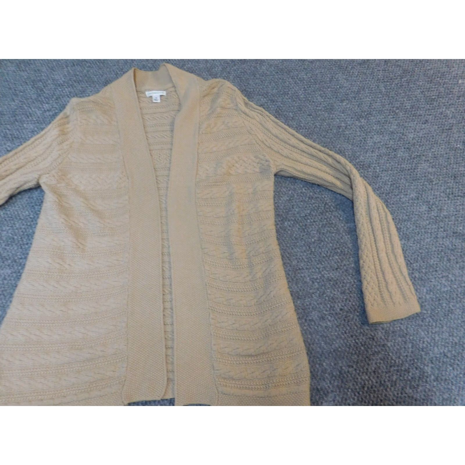 Croft & Barrow Croft & Barrow Womens Cardigan Sweater Regular Medium Beige Knit Cotton Long Sleeve Crew Neck Size M / US 6-8 / IT 42-44 - 2 Thumbnail
