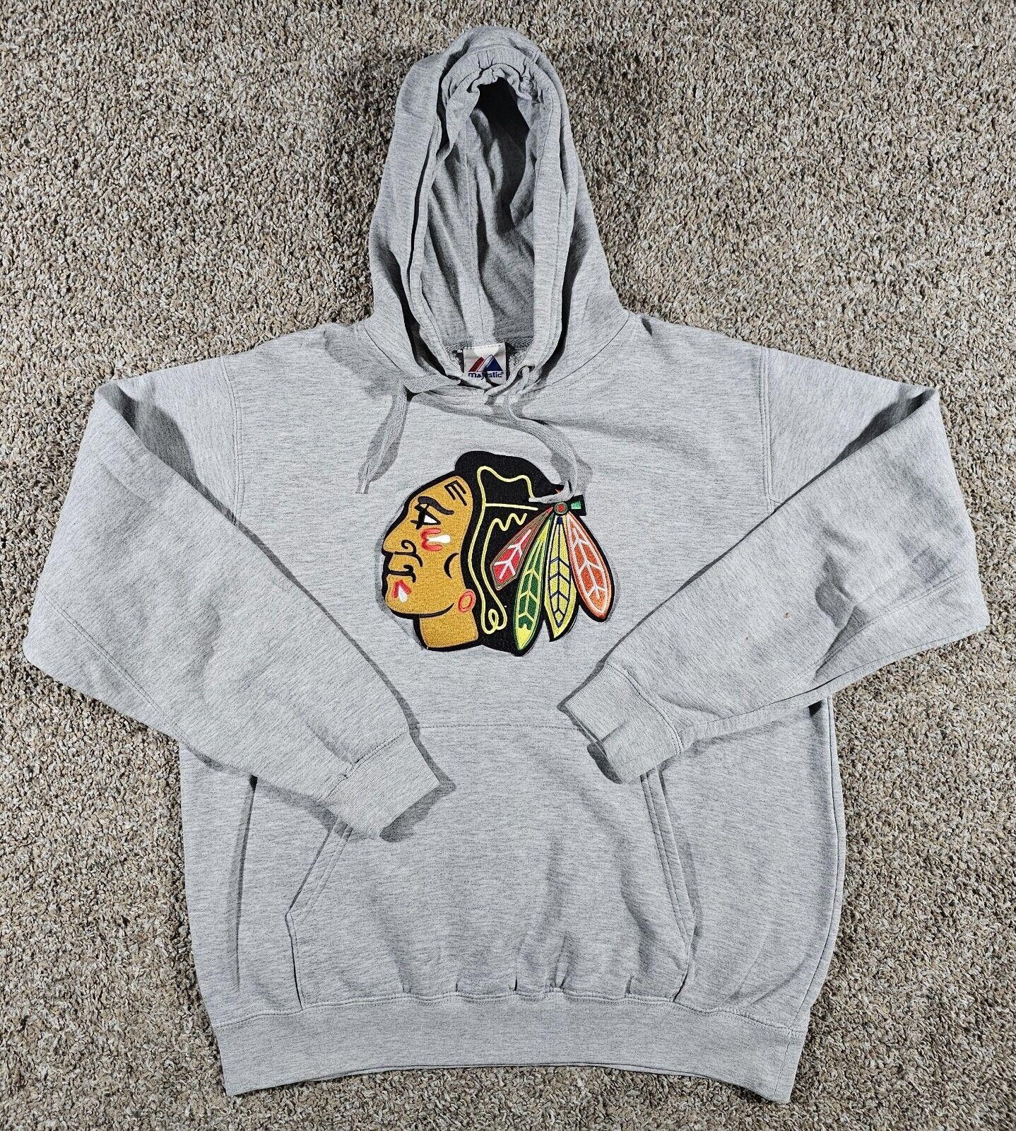 Majestic Majestic Chicago Blackhawks NHL Hoodie Gray SEE MEASUREMENTS Size ONE SIZE - 1 Thumbnail