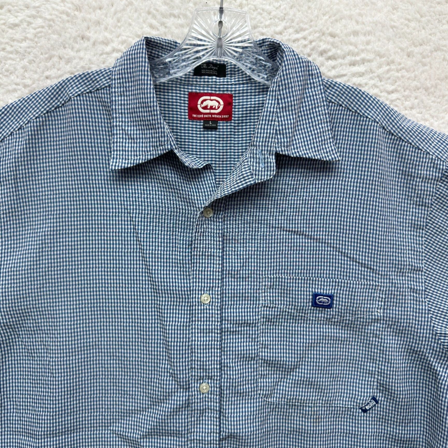 Ecko Unltd. Ecko Unltd Button Down Shirt L Mens Woven The Dwyer Blue Gingham Plaid Shirt Size US L / EU 52-54 / 3 - 3 Thumbnail