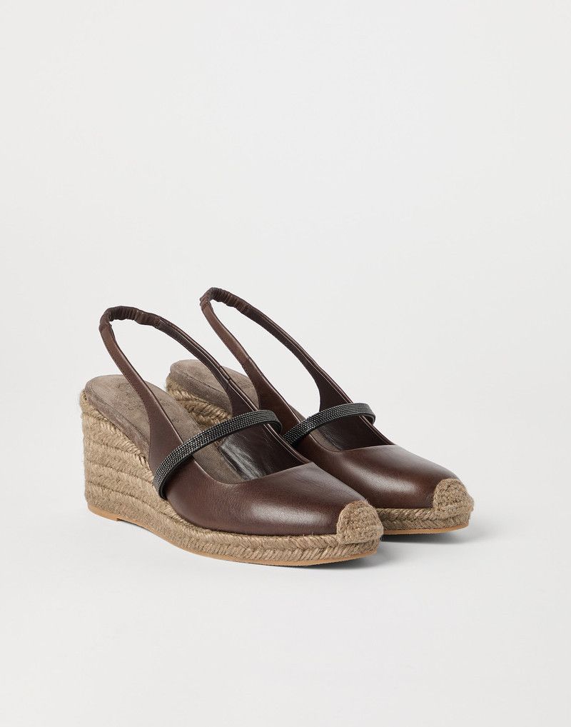 Brunello Cucinelli o1la1rc1a0326 Riding Calfskin Espadrille Wedges Sandals Size US 9 / IT 39 - 5 Thumbnail