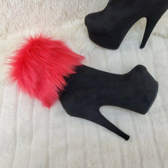 Other 1000 Furry Faux Fur Changeable Cuffs / Collars Platform Ankl Size US 7 / IT 37 - 8 Thumbnail