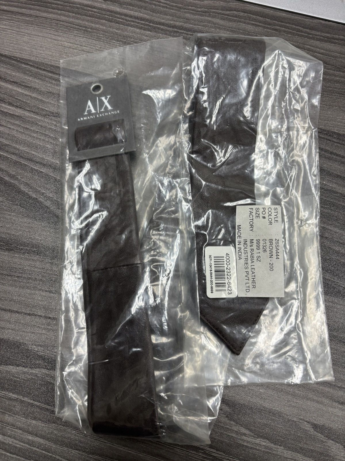Armani Exchange New Armani Exchange A\X Brown Leather Tie From Early 2000s Size ONE SIZE - 2 Thumbnail
