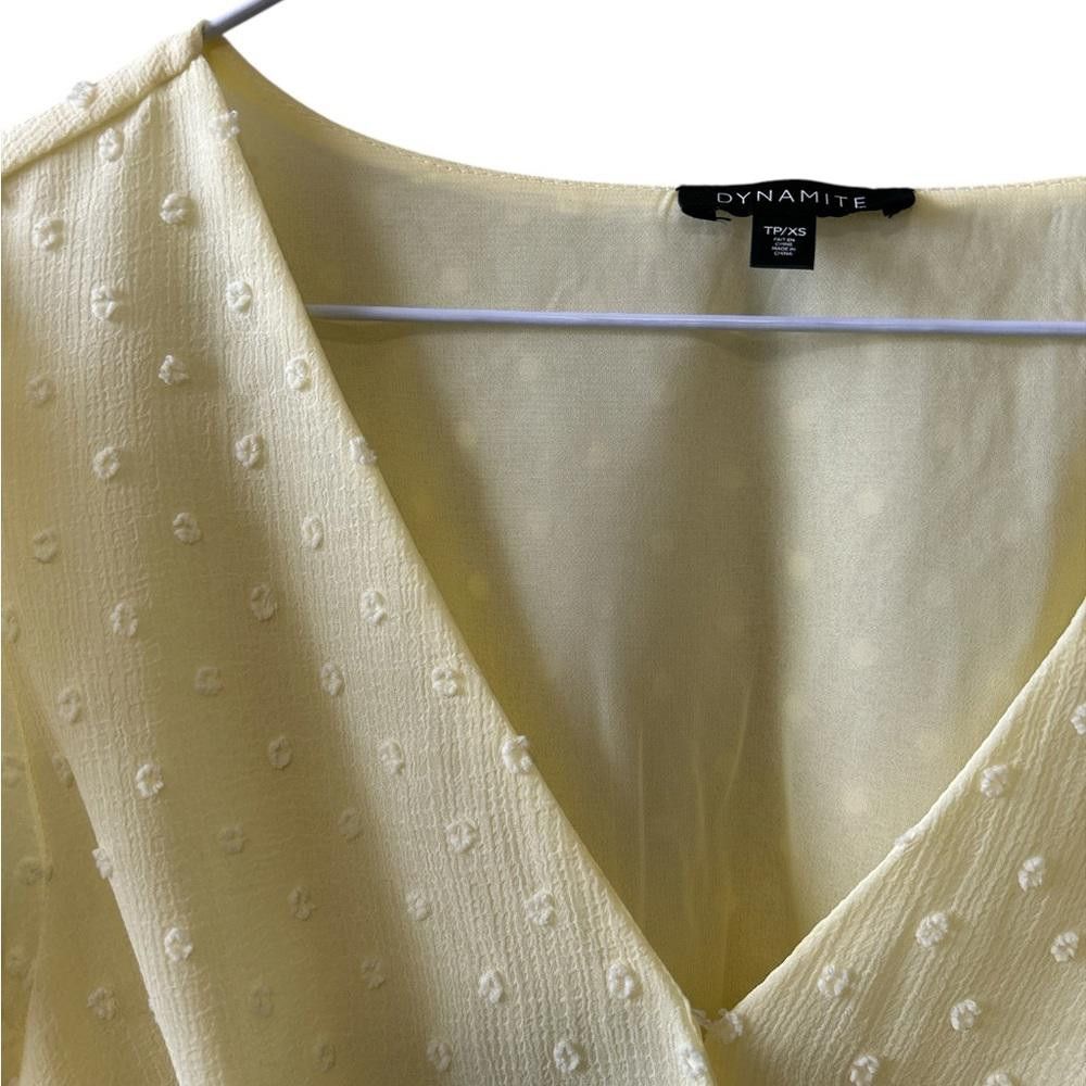 Designer Yellow Swiss Dot Puff Sleeve Blouse Size XS / US 0-2 / IT 36-38 - 2 Thumbnail