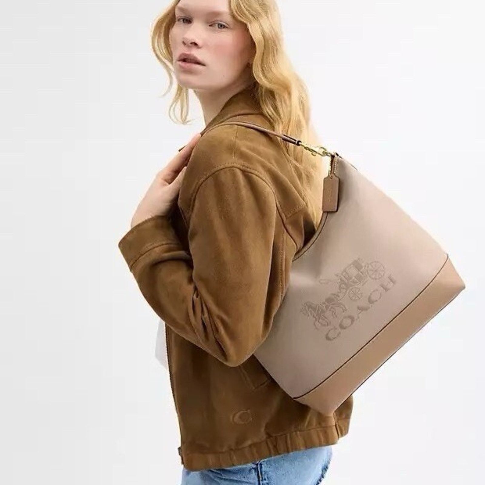 Coach NWT Coach Laurel Large Shoulder Bag CAK92 Dark Natural Size ONE SIZE - 8 Thumbnail
