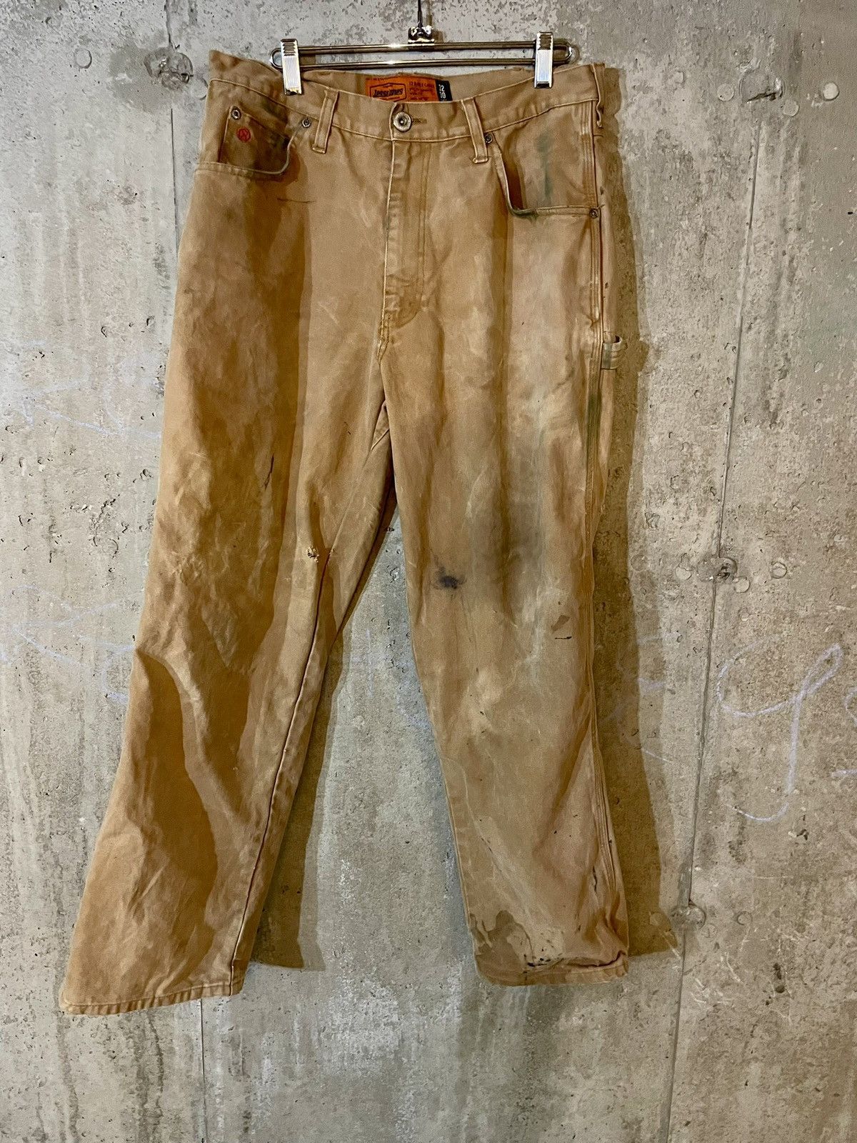 image of Made In USA Jesse James Worker Pants-Naturally Distressed in Coated Canvas, Men's (Size 32)