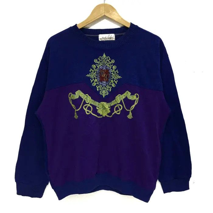 Japanese Brand Vtg SANKO LIFE Sweatshirt Purple Pullover Crewneck Sweater Size L / US 10 / IT 46 - 2 Thumbnail