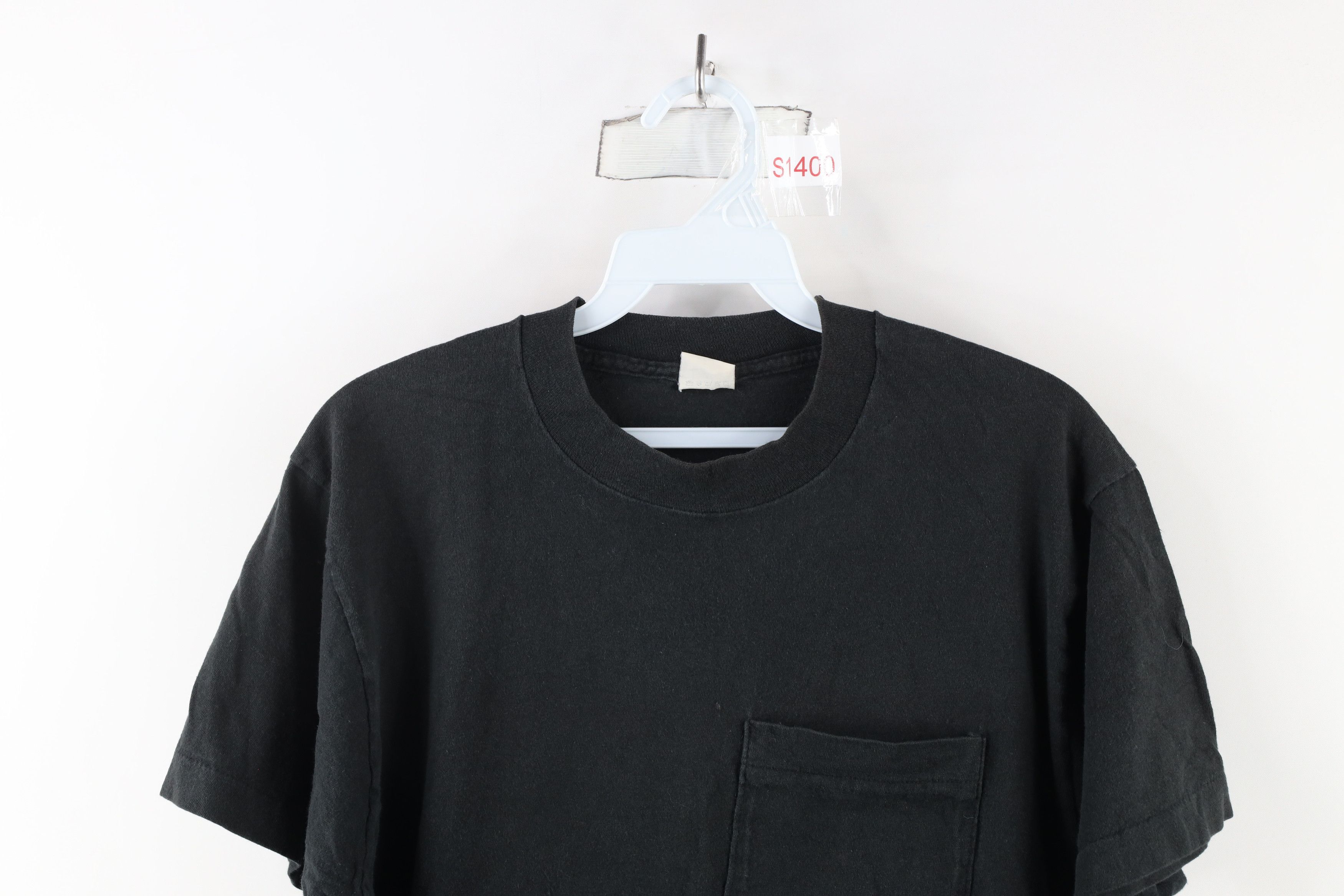 Vintage Vintage 90s Streetwear Blank Pocket T-Shirt Black Cotton USA Size US M / EU 48-50 / 2 - 2 Thumbnail