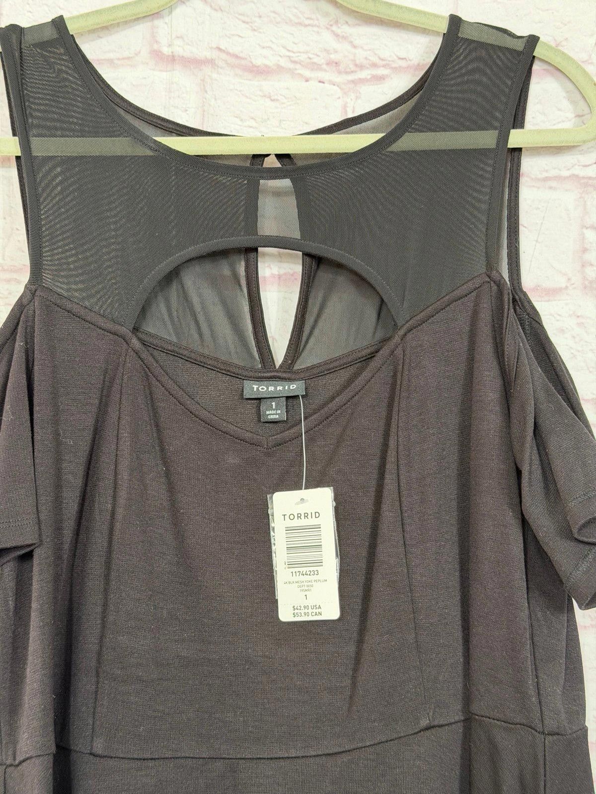 Other Torrid Black Mesh Yoke Peplum Top Size 1 NWT Size XL / US 12-14 / IT 48-50 - 3 Thumbnail