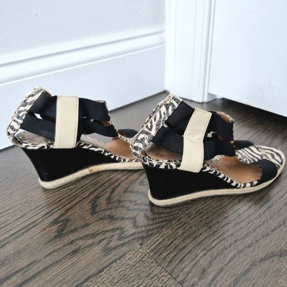 Fendi Carioca Zebra Print Leather Wedge Sandal Size US 6.5 / IT 36.5 - 7 Thumbnail