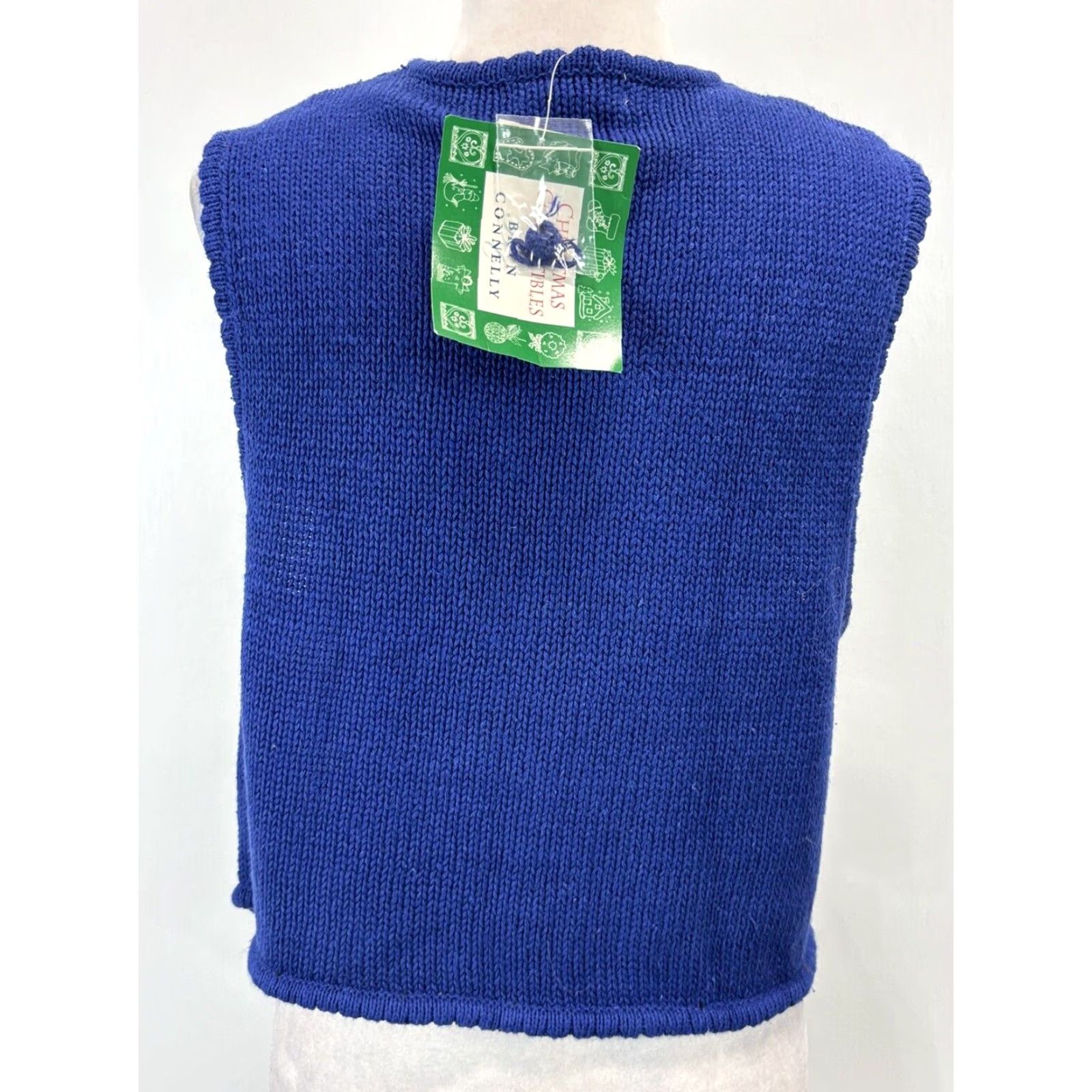 Vintage VINTAGE Bryn Connelly Christmas Sweater Vest Knit Snowmen Medium Blue 90s Womens Size M / US 6-8 / IT 42-44 - 3 Thumbnail