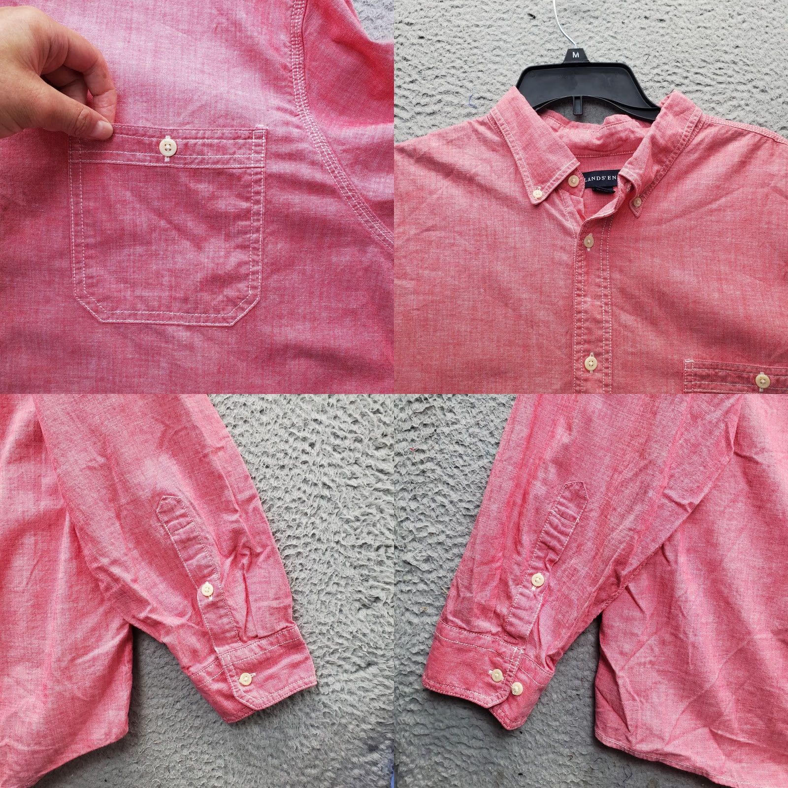 Lands' End Lands' End Mens XXL Dress Shirt Pink Regular Formal Oxford Collar Button Down Shirt Size 48R - 8 Thumbnail