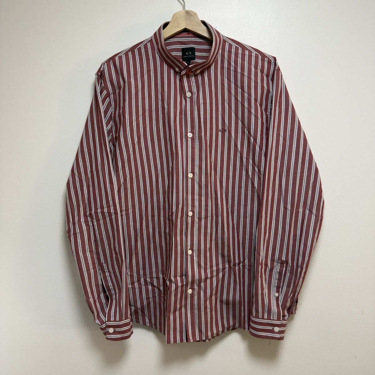 Armani × Vintage Vintage 90s Armani Striped Button Up Shirt XL Size US XL / EU 56 / 4 - 2 Thumbnail