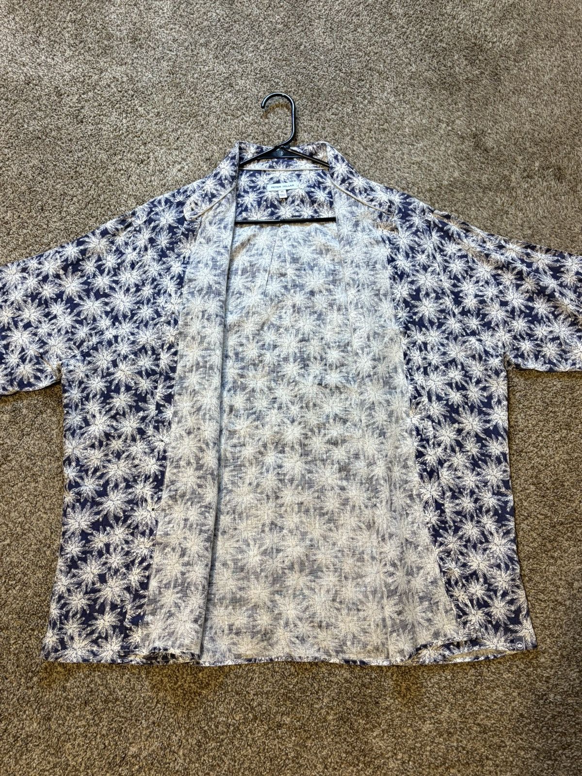 Peter Millar Peter Millar Shirt Mens XL Blue Linen Button Up Short Sleeve Size US XL / EU 56 / 4 - 6 Thumbnail