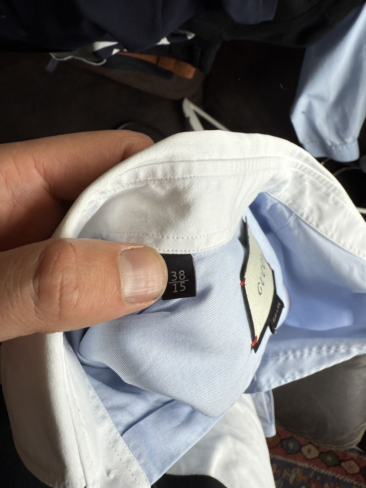 Gucci Blue Dress Shirt with White Contrast Collar – Duke Fit Size US S / EU 44-46 / 1 - 10 Thumbnail