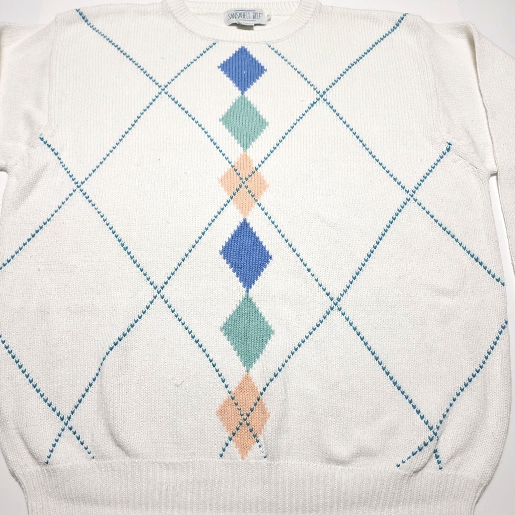 Vintage VINTAGE Sansabelt Golf Sweater Cotton Men's Large Pullover Abstract Preppy Size US L / EU 52-54 / 3 - 3 Thumbnail