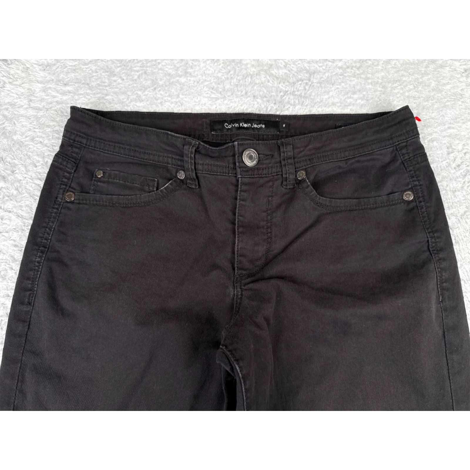 Calvin Klein VINTAGE Calvin Klein Women Skinny Jeans 6 Black Denim Mid Rise Stretch Cotton 29x26 Size 28" / US 6 / IT 42 - 4 Thumbnail