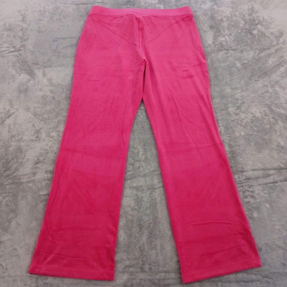 Juicy Couture Juicy Couture Sweatpants Womens Large Pink Velour Pull On Bootcut Rhinestones Pants 30.5in Inseam Size 24" / US 00 / IT 34 - 6 Thumbnail
