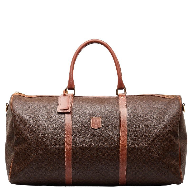 image of Celine Macadam Canvas Boston Bag in Brown, Women's