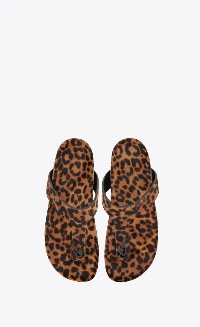 Saint Laurent Paris o1bcso1str1124 Jimmy Flat Sandals in Leopard Size US 10.5 / EU 43-44 - 3 Thumbnail