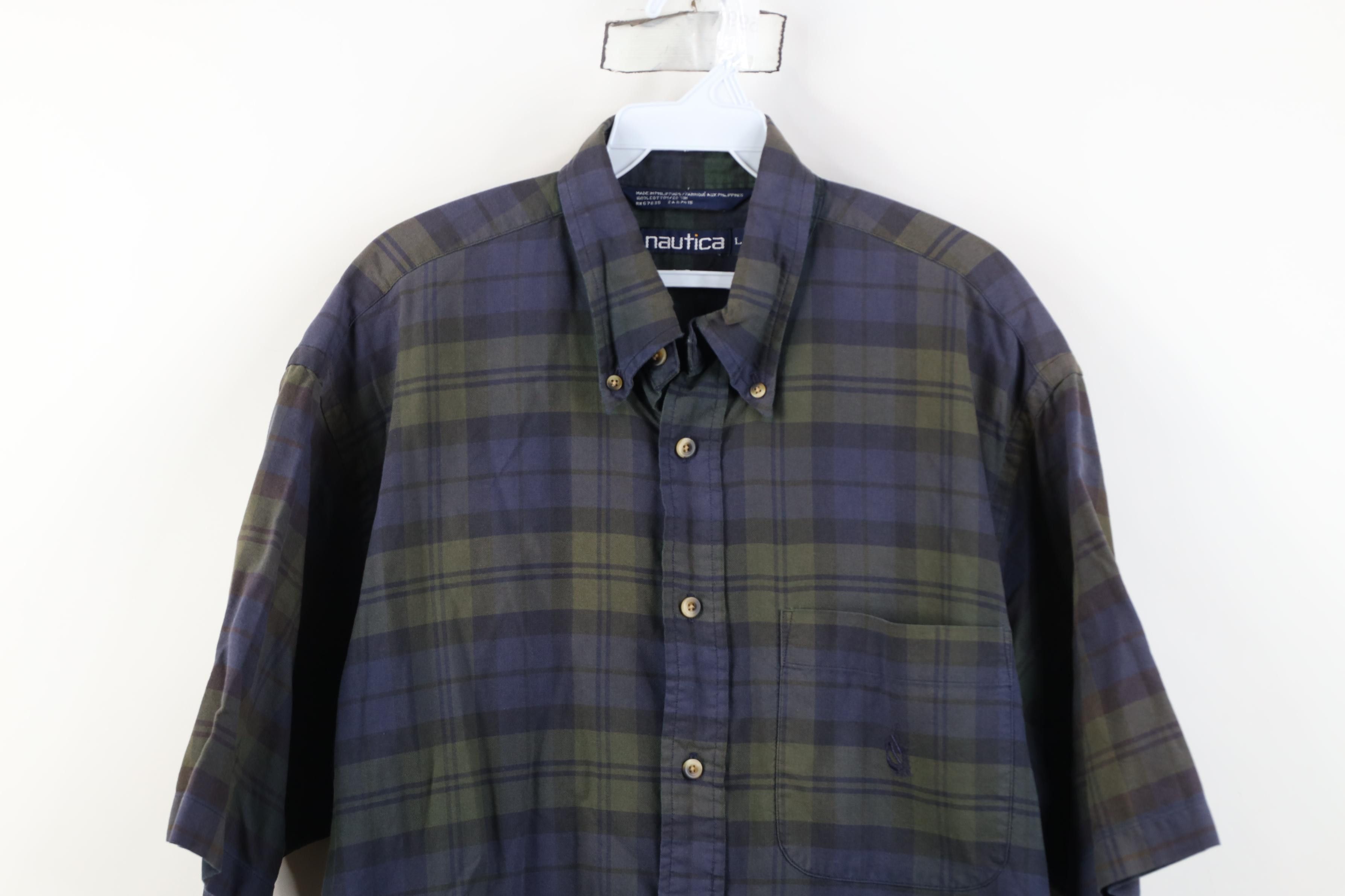 Nautica Vintage 90s Nautica Short Sleeve Button Down Shirt Plaid Size US L / EU 52-54 / 3 - 2 Thumbnail